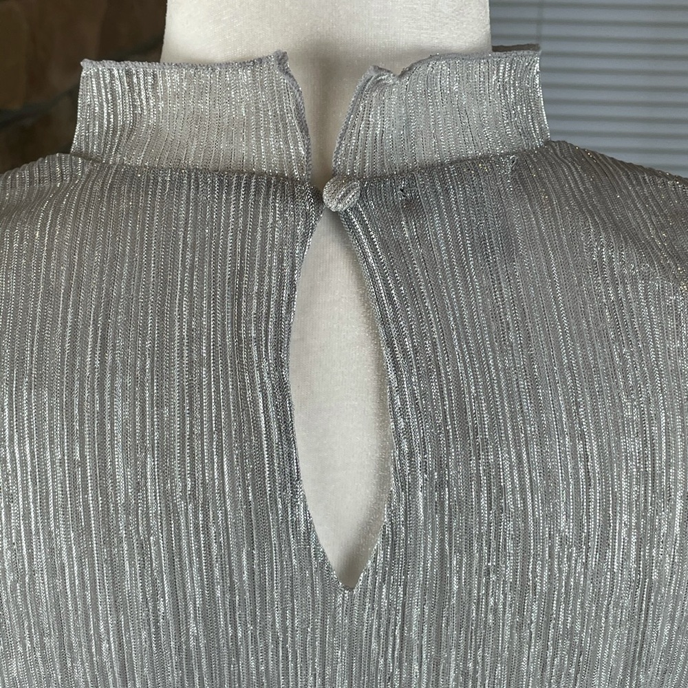 ALFANI ~ Metallic Ruffle-Neck Top ~ Silver ~ NWT! - Picture 7 of 8